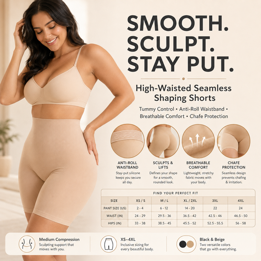✨ High-Waisted Seamless Shapewear Shorts