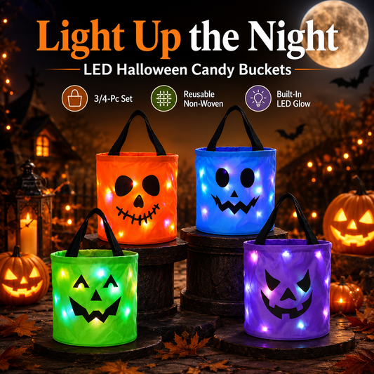 🎃Glow-Up Halloween LED Trick-or-Treat Candy Bucket Set