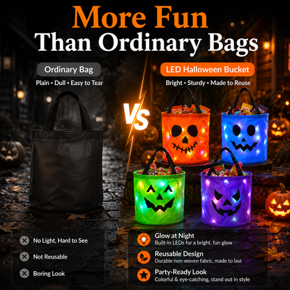 🎃Glow-Up Halloween LED Trick-or-Treat Candy Bucket Set
