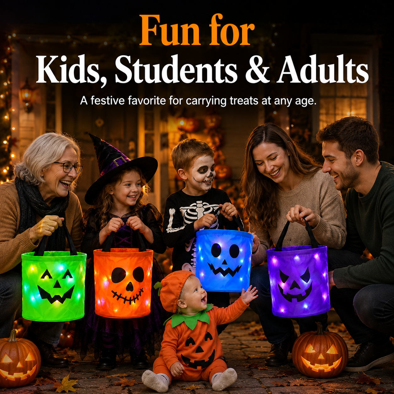 🎃Glow-Up Halloween LED Trick-or-Treat Candy Bucket Set