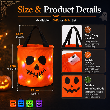 🎃Glow-Up Halloween LED Trick-or-Treat Candy Bucket Set