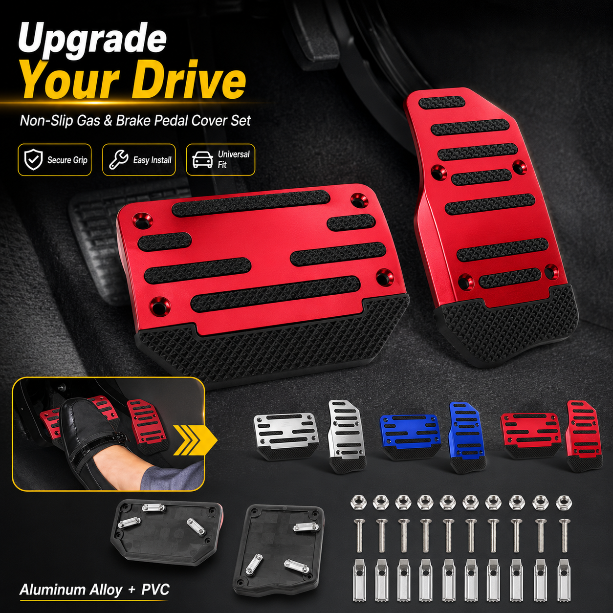 Universal Non-Slip Car Brake & Gas Pedal Cover Set