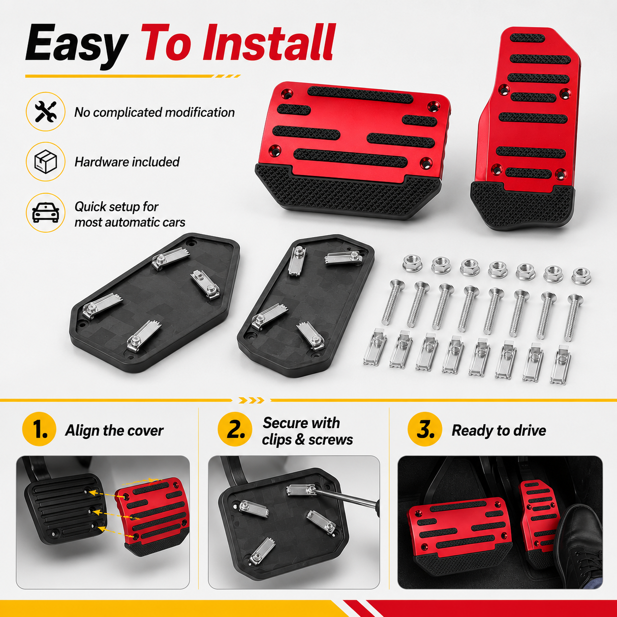 Universal Non-Slip Car Brake & Gas Pedal Cover Set