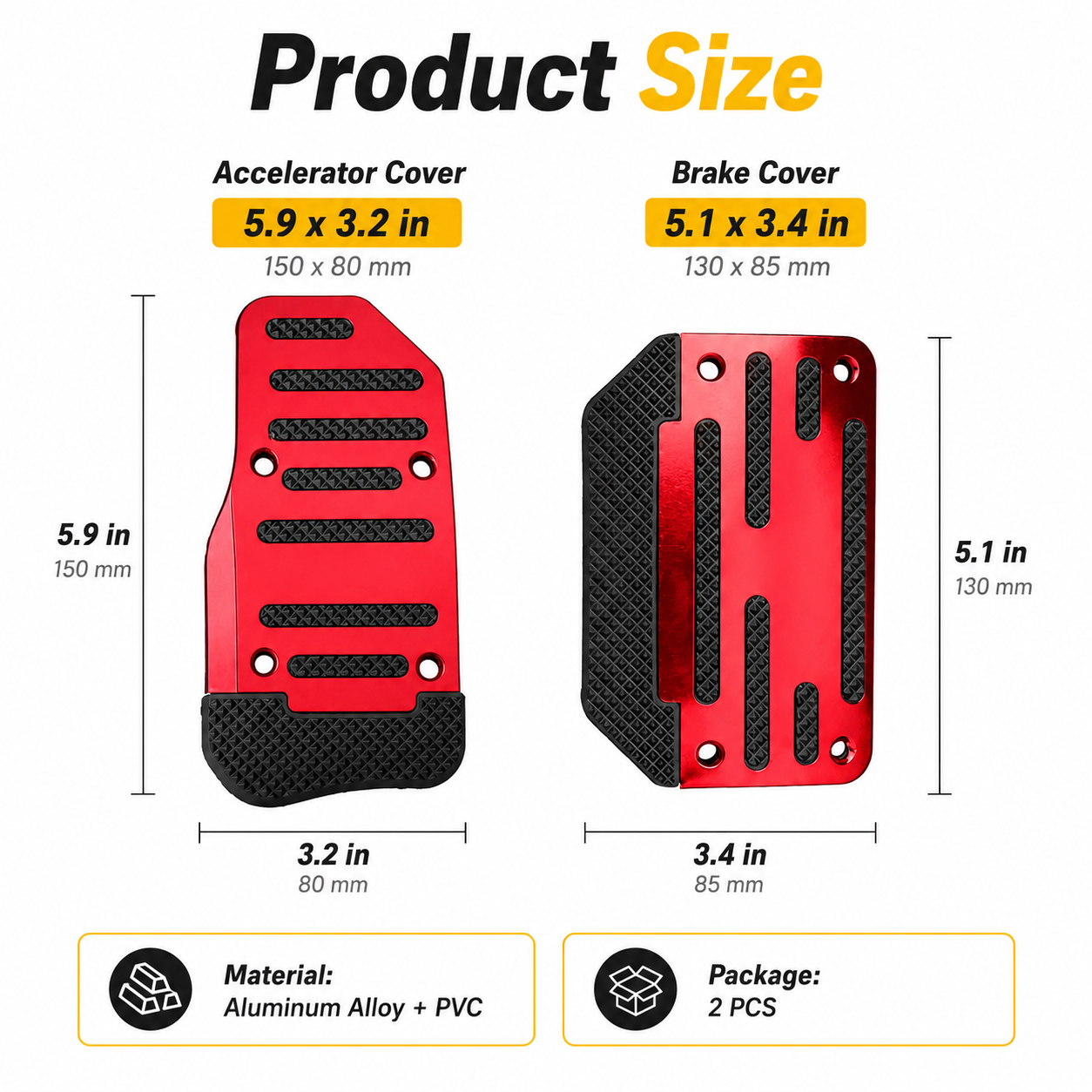 Universal Non-Slip Car Brake & Gas Pedal Cover Set