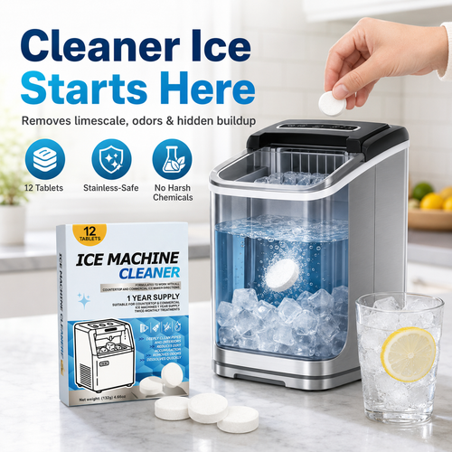 Ice Machine Cleaner Tablets – 12 Pack, Descaler & Deodorizer, Stainless Steel Safe