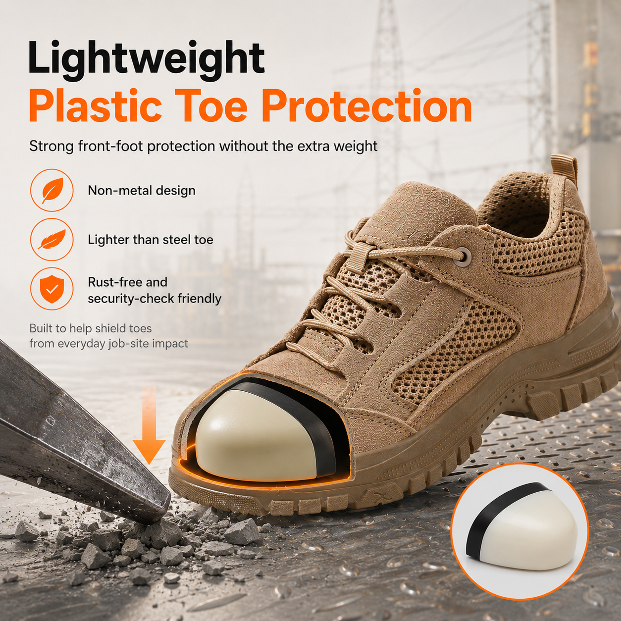 Electrician Safety Shoes 10kV Insulated Brown Wear-Resistant Plastic Toe Cap Work Boots