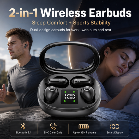 🎧True Wireless Noise-Cancelling Earbuds with Digital Display