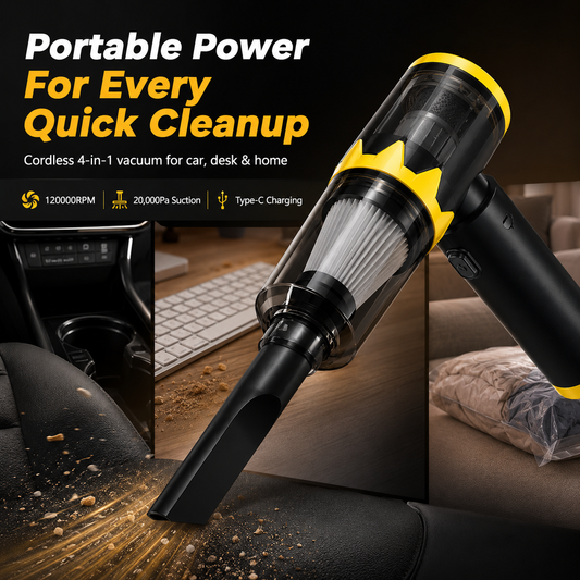 Ultra-Light 4-in-1 Handheld Vacuum, 120,000RPM & 20,000Pa Suction