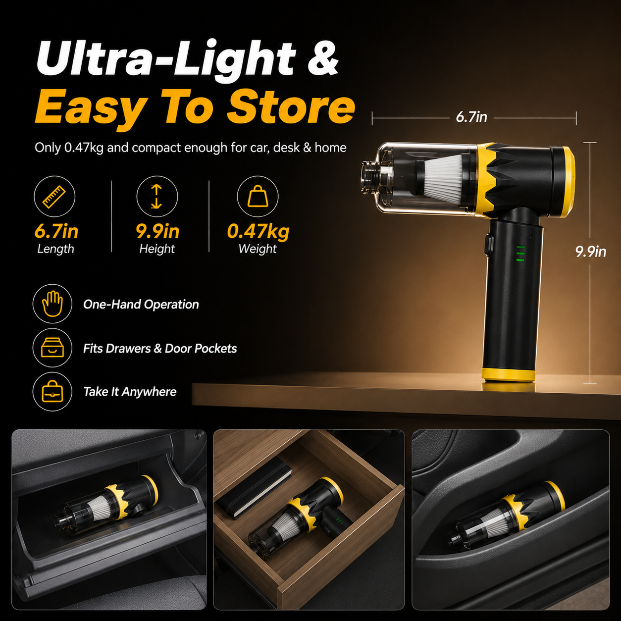 Ultra-Light 4-in-1 Handheld Vacuum, 120,000RPM & 20,000Pa Suction