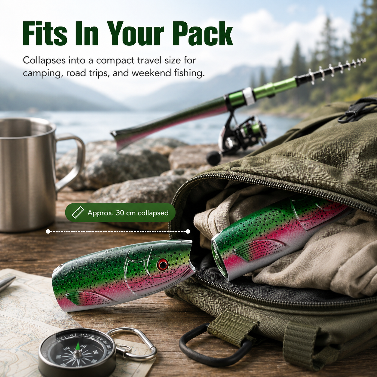 🐟 Pocket Telescopic Fishing Rod 5.2FT – Carbon Fiber Ultralight Travel Spinning Pole