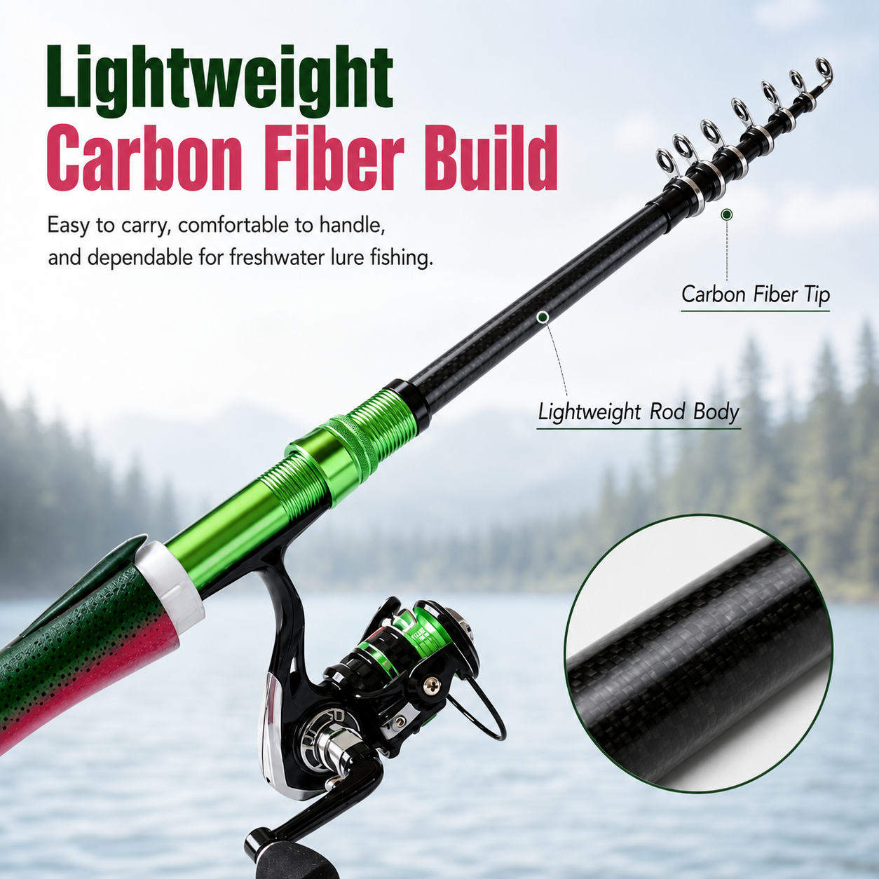 🐟 Pocket Telescopic Fishing Rod 5.2FT – Carbon Fiber Ultralight Travel Spinning Pole