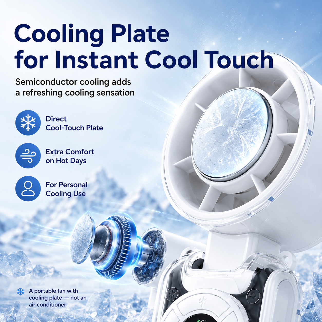🌪️ 5-in-1 Rechargeable Turbo Fan – Cooling Plate, 199 Speeds, Digital Display, 3600mAh, for Travel & Daily Use