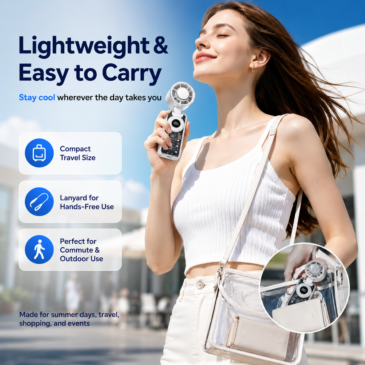 🌪️ 5-in-1 Rechargeable Turbo Fan – Cooling Plate, 199 Speeds, Digital Display, 3600mAh, for Travel & Daily Use