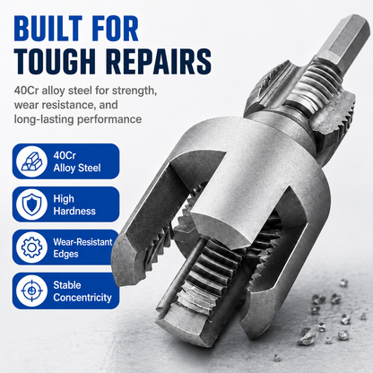 🔧 1/2'' & 3/4'' PVC Pipe Threading Tool – Integrated Internal & External Thread Cutter for Plumbing DIY Repairs