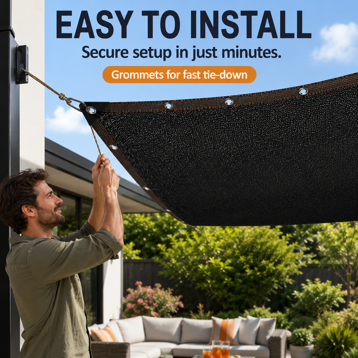 🏕️10x13ft 90% Blackout Shade Tarp – UV Mesh w/ Rivets for Patio, Garden & Camping