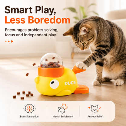 🦆 Duck Puzzle Feeder – IQ Treat Toy for Cats & Small Dogs,