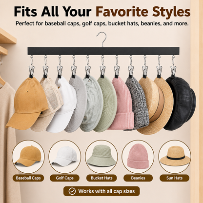 👕 2-in-1 Wooden Clip Hanger – Holds 12 Hats, Jeans, Leggings & More | Sturdy Black Garment Rack for Closet Organization 🧢👖