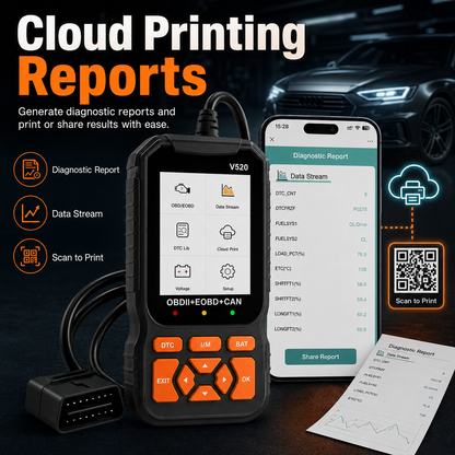 🔍 Check Engine Scanner – Live Data + Cloud Print