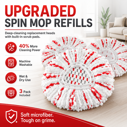 3-Pack Deep Clean Mop Heads – 40%  Power