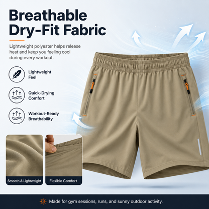 5-Pack Men's Body-Fitting Gym Shorts – Secure Zipper Pocket Workout Pants