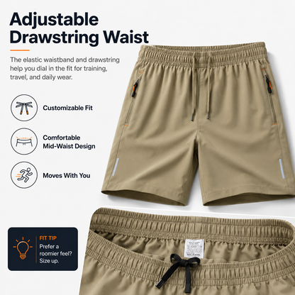 5-Pack Men's Body-Fitting Gym Shorts – Secure Zipper Pocket Workout Pants