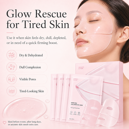 The Pink Glow Rescue – PDRN Collagen Gel Mask for Bouncy, Glass Skin