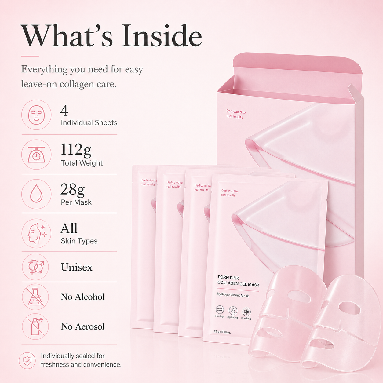 The Pink Glow Rescue – PDRN Collagen Gel Mask for Bouncy, Glass Skin
