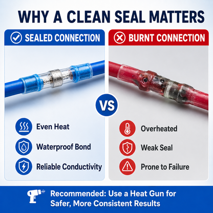 ⚡Solder-Seal Heat-Shrink Butt Terminals – Waterproof, Self-Solder, Bulk Pack