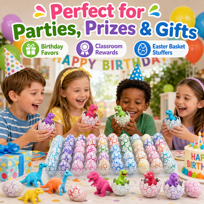 🥚 60PCS Hatching Dino Eggs – Grow-in-Water Surprise Toys for Kids' Party Favors