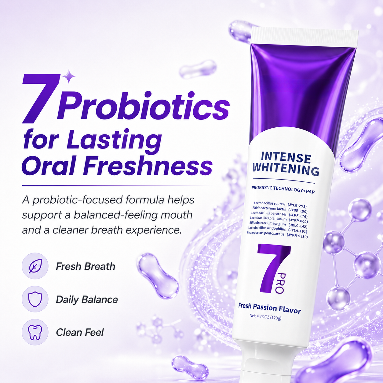 🦷 Purple Probiotic Whitening Toothpaste – Fresh Breath, Lasting Clean