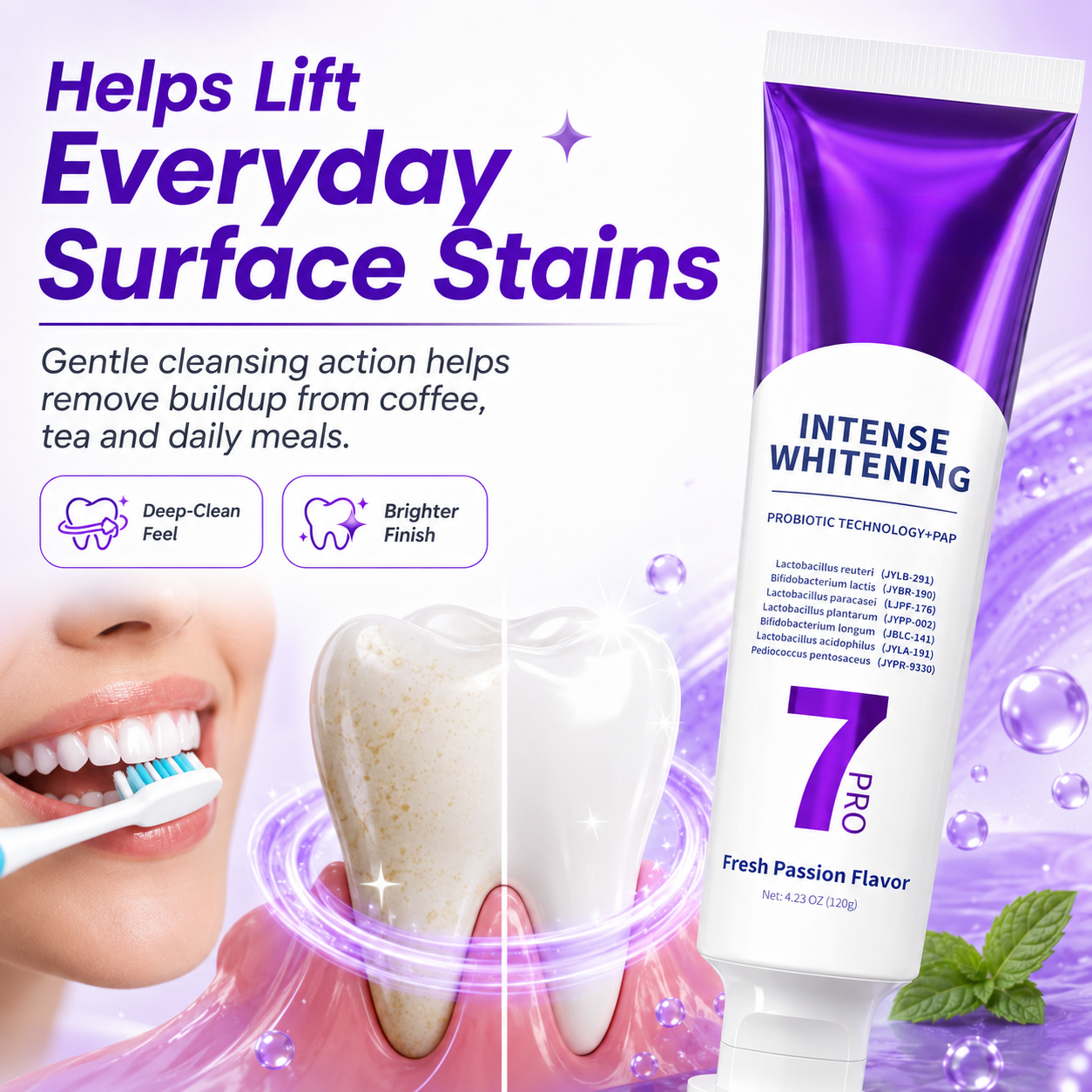 🦷 Purple Probiotic Whitening Toothpaste – Fresh Breath, Lasting Clean