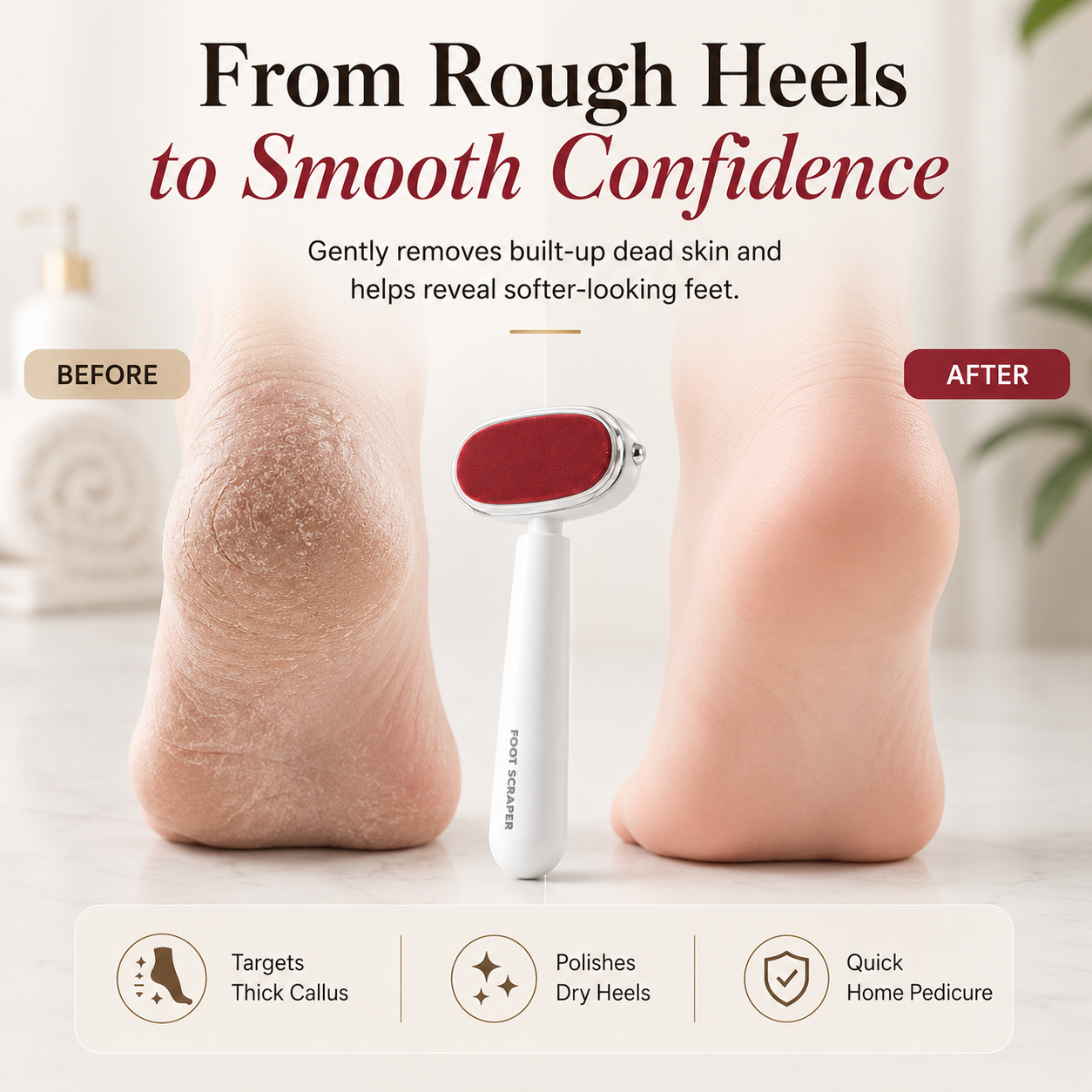 🦶 Dual-Sided Foot Callus Remover – Stainless Steel Blade, Portable Dead Skin Scraper for Cracked Heels ✨