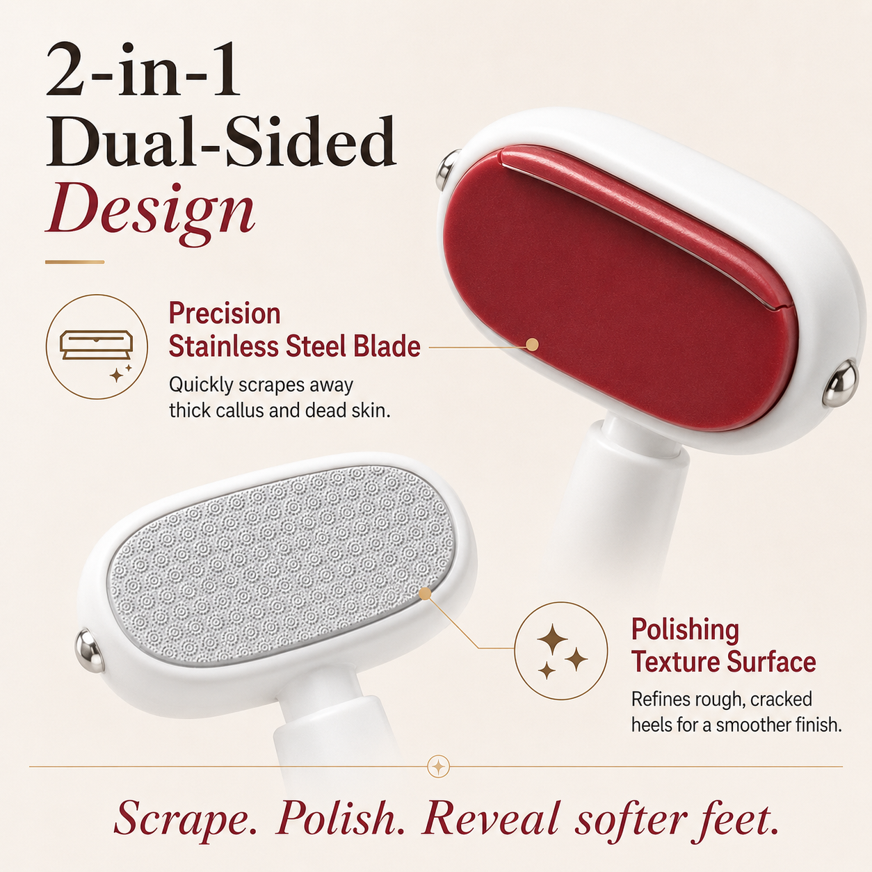 🦶 Dual-Sided Foot Callus Remover – Stainless Steel Blade, Portable Dead Skin Scraper for Cracked Heels ✨