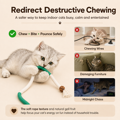 🧶Interactive Kitty Ropes – 3 safe chew toys for indoor cats, calming & fun.