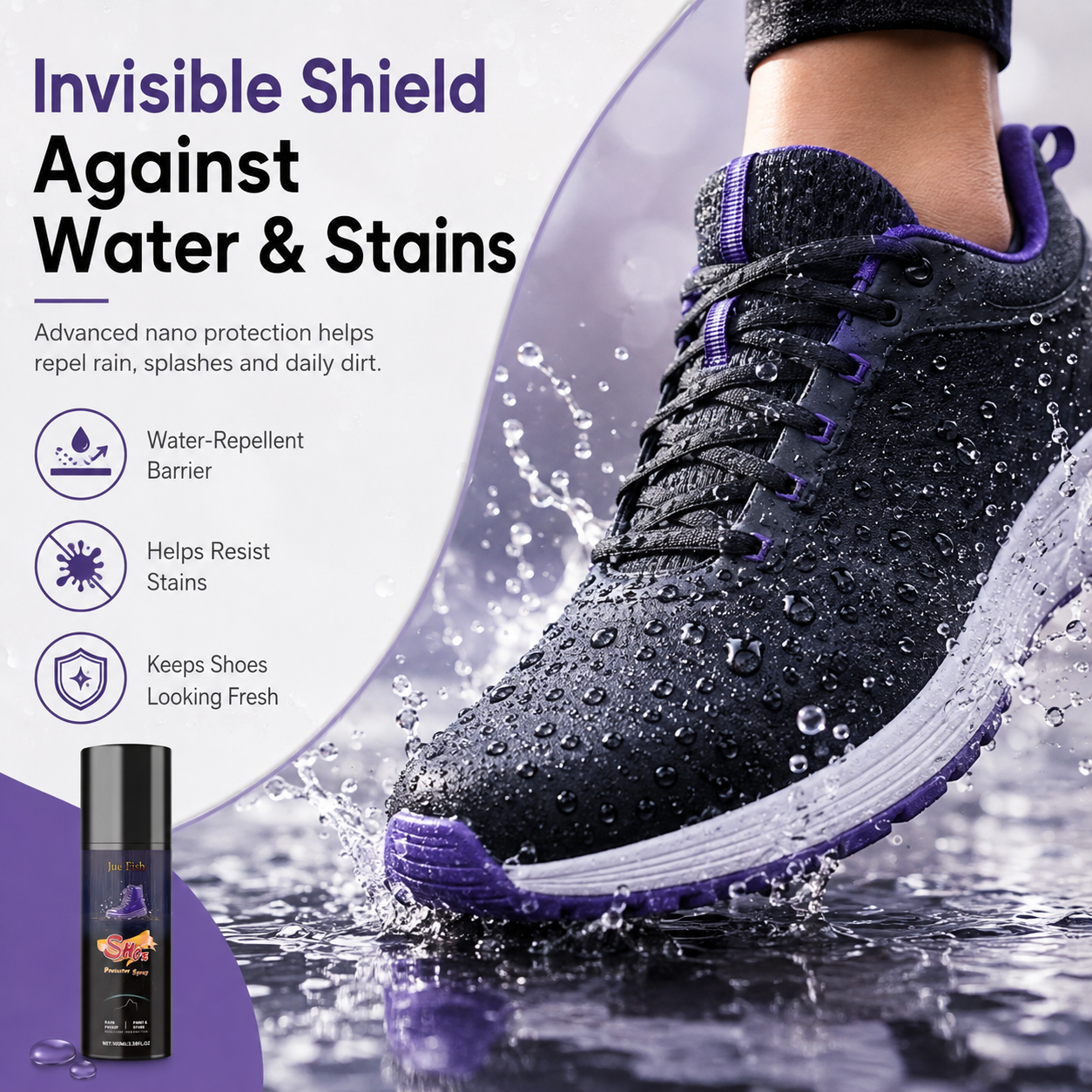🔥 Shoe Protector Spray – Waterproof Nano Protection, Rain & Stain Guard for All Materials ✨👟