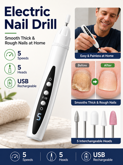 ✨ Beauty Essential 💅 Cordless Electric Nail Drill - Lightweight Tool for Thick Nail Care & Repair
