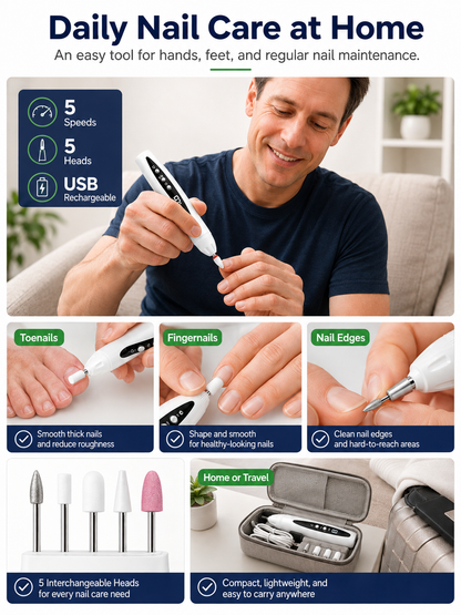 ✨ Beauty Essential 💅 Cordless Electric Nail Drill - Lightweight Tool for Thick Nail Care & Repair