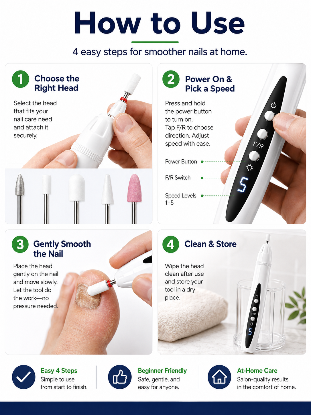 ✨ Beauty Essential 💅 Cordless Electric Nail Drill - Lightweight Tool for Thick Nail Care & Repair