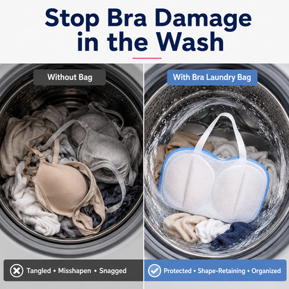 🛁 BUY 1 GET 1 FREE 🎁-Mesh Bra Laundry Bag – 3D Guard, Anti-Deform, Handle + Zipper for Machine Wash