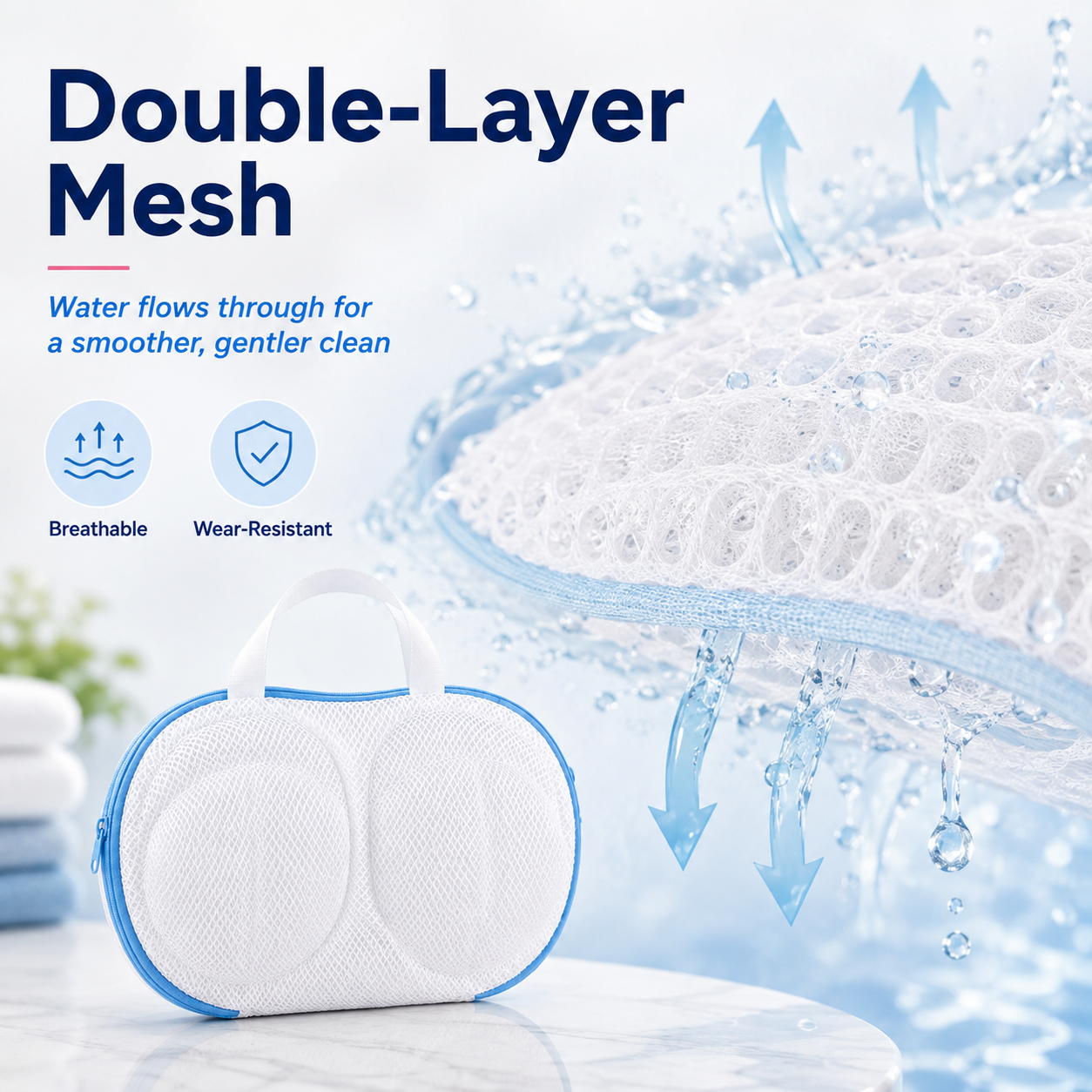 🛁 BUY 1 GET 1 FREE 🎁-Mesh Bra Laundry Bag – 3D Guard, Anti-Deform, Handle + Zipper for Machine Wash