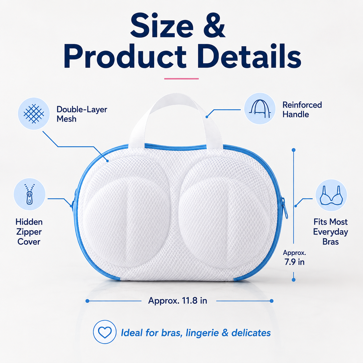 🛁 BUY 1 GET 1 FREE 🎁-Mesh Bra Laundry Bag – 3D Guard, Anti-Deform, Handle + Zipper for Machine Wash