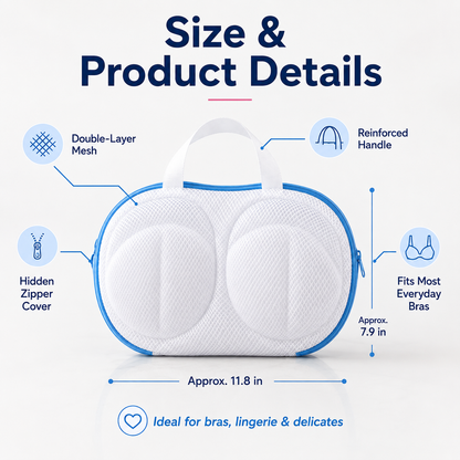 🛁 BUY 1 GET 1 FREE 🎁-Mesh Bra Laundry Bag – 3D Guard, Anti-Deform, Handle + Zipper for Machine Wash