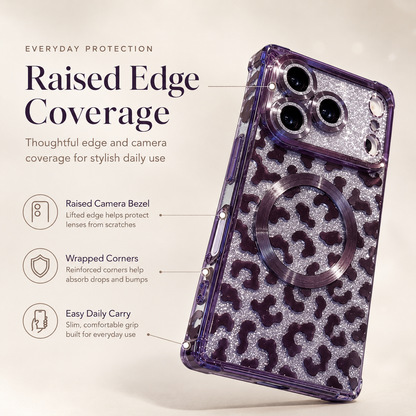 🐆 Glitter Leopard Phone Case – Compatible with iPhone 17 Pro Max/16 Pro/15 Pro/14/13