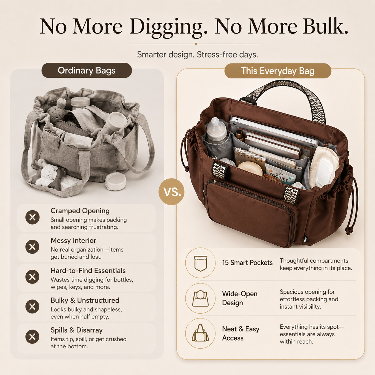 👜 The Ultimate Everyday Tote – 15 Pockets, Work & Diaper Ready