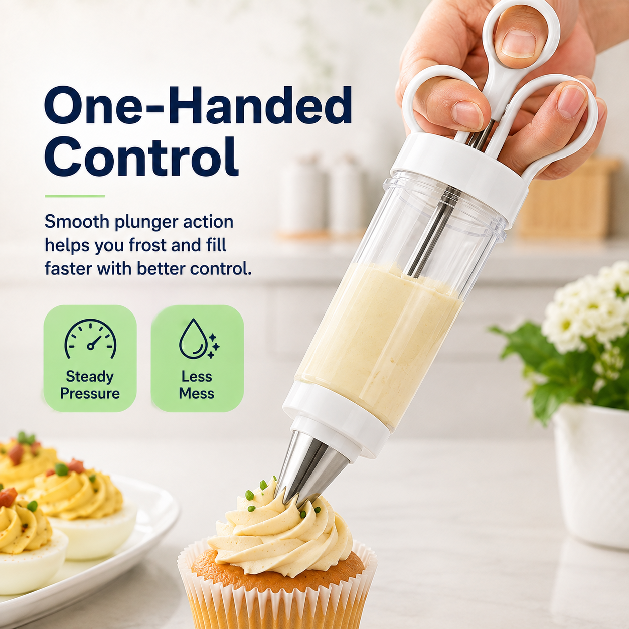Stainless Steel Cake Decorating Gun Kit – 6 Icing Nozzles & Pastry Piping Set for Cakes, Cupcakes & Desserts