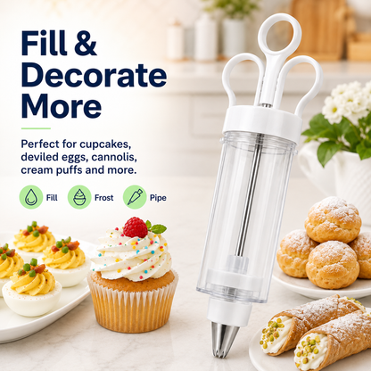 Stainless Steel Cake Decorating Gun Kit – 6 Icing Nozzles & Pastry Piping Set for Cakes, Cupcakes & Desserts