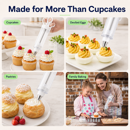 Stainless Steel Cake Decorating Gun Kit – 6 Icing Nozzles & Pastry Piping Set for Cakes, Cupcakes & Desserts