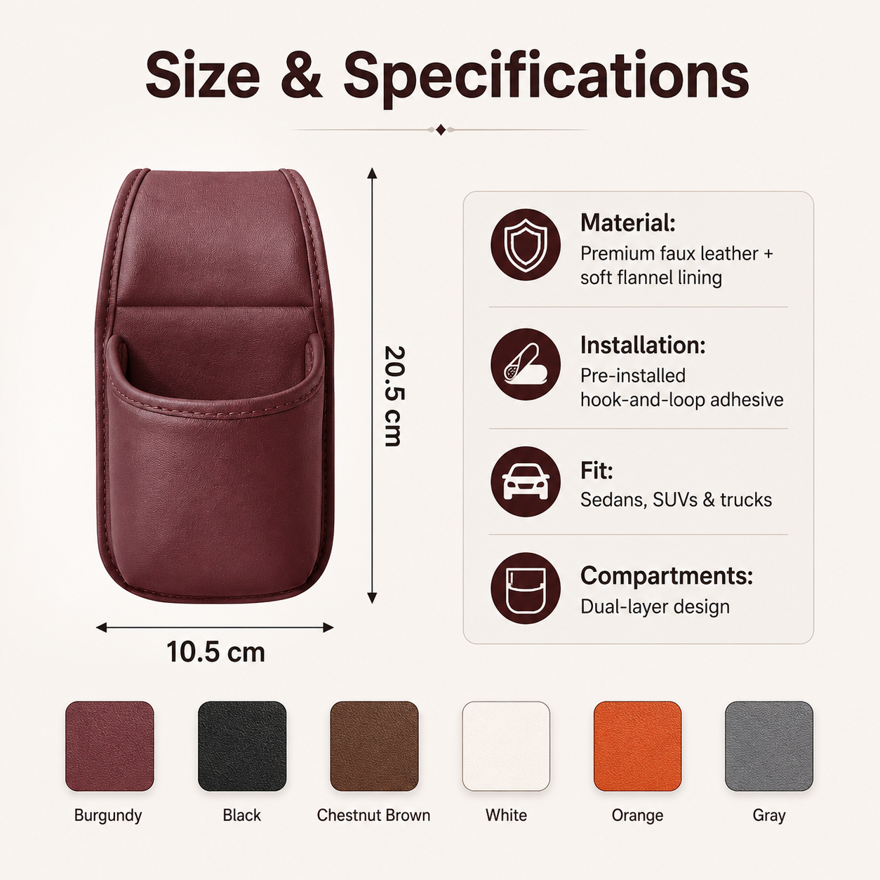 🧰Leather Double-Layer Car Door Storage Pocket – Scratch-Proof Lining, Adhesive-Free, Organizes Keys & Phones