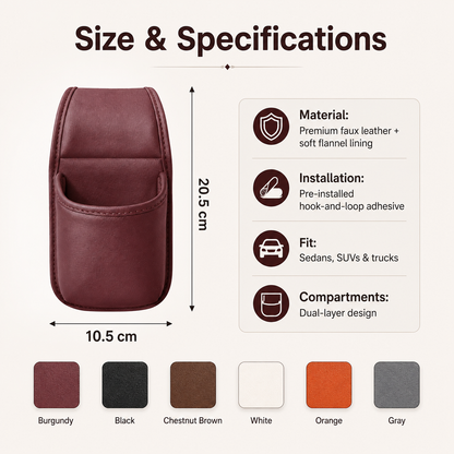 🧰Leather Double-Layer Car Door Storage Pocket – Scratch-Proof Lining, Adhesive-Free, Organizes Keys & Phones