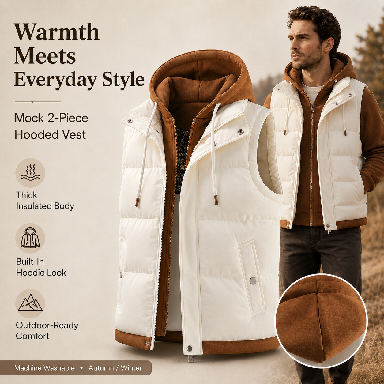 🧥 Cozy 2-in-1 Couple Vest – Warm, Foldable & Chic